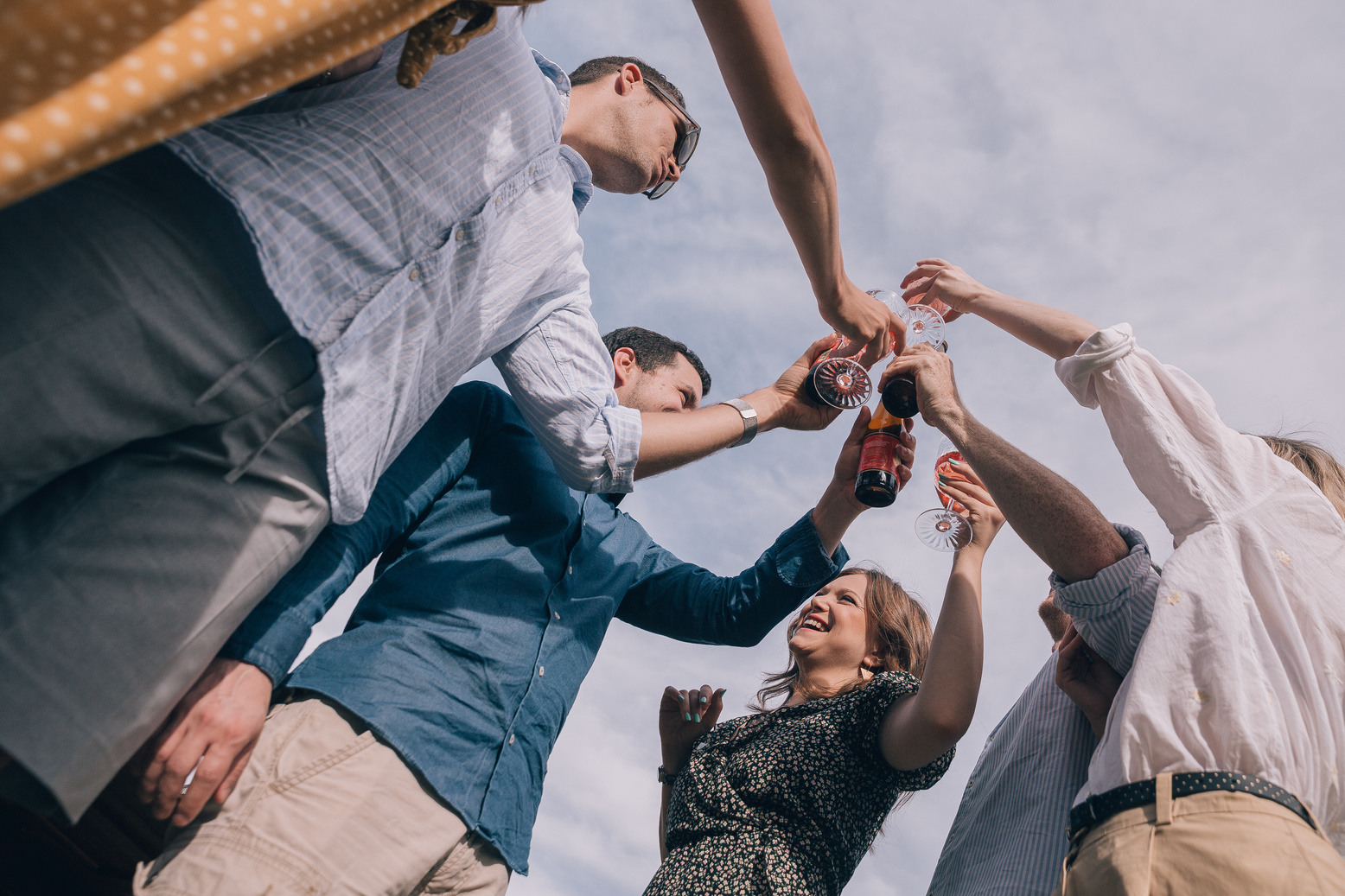 Friends Drinking Wine Outdoors